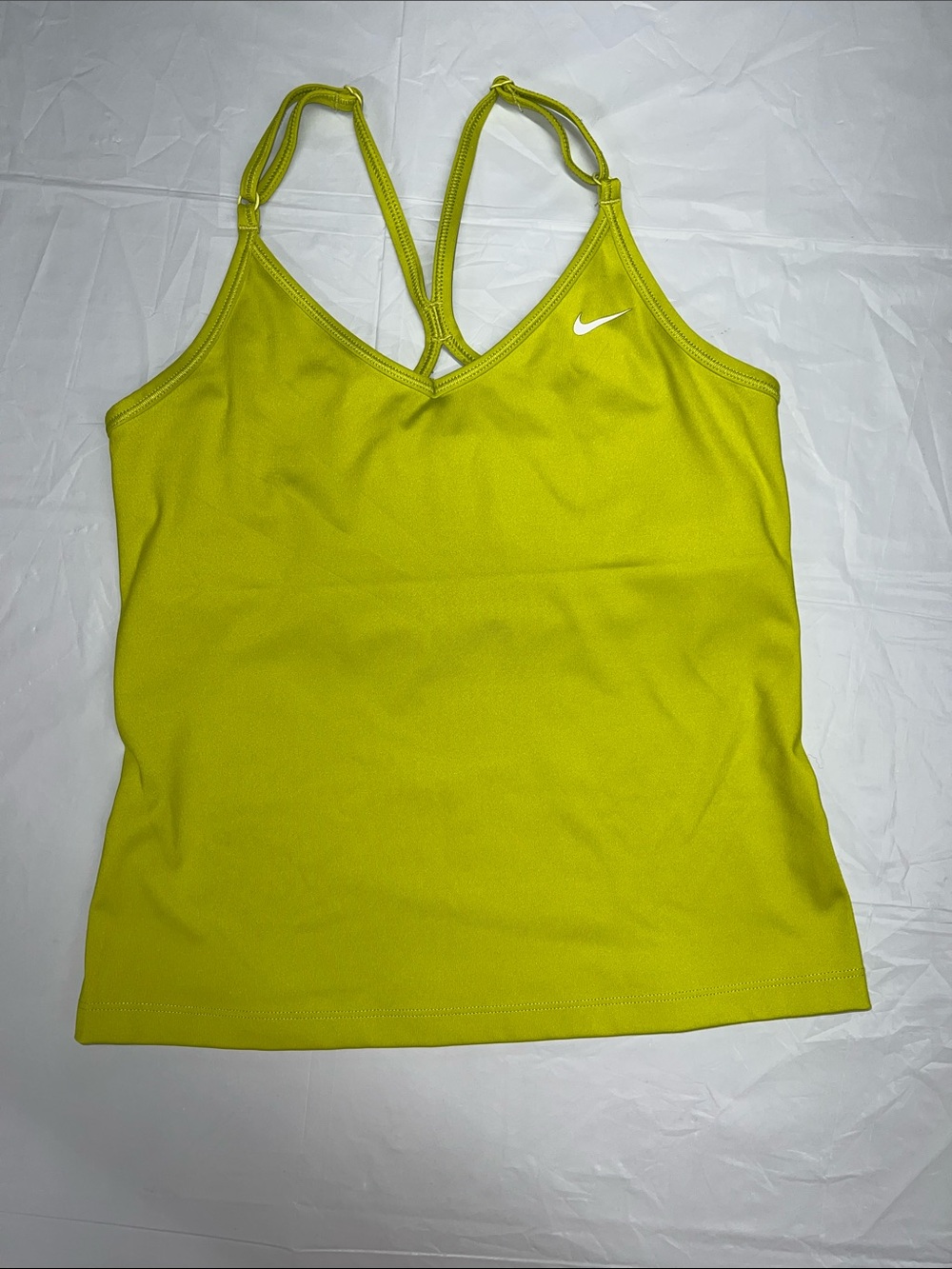 Nike Dri-FIT Lime Green Strappy Cami Tank Top with Built-In Sports Bra - XS